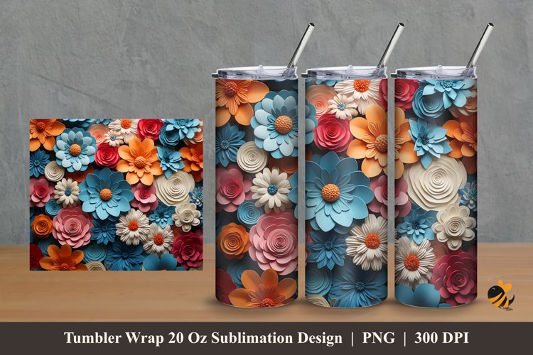 Creative Flowers Tumbler Wrap Sublimation Design 2