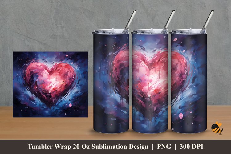 Oil Painting Love Tumbler Wrap Sublimation Design 2 example image 1