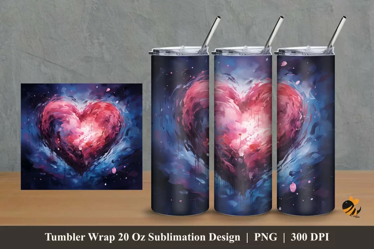 Oil Painting Love Tumbler Wrap Sublimation Design 2