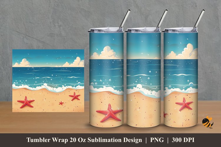 Sand Beach Tumbler Wrap Sublimation Design 2