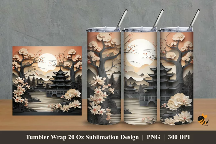 House And Garden Tumbler Wrap Sublimation Design 2