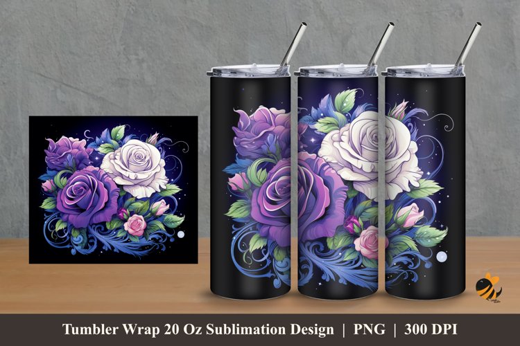 Rose Charm Tumbler Wrap Sublimation Design 2 example image 1