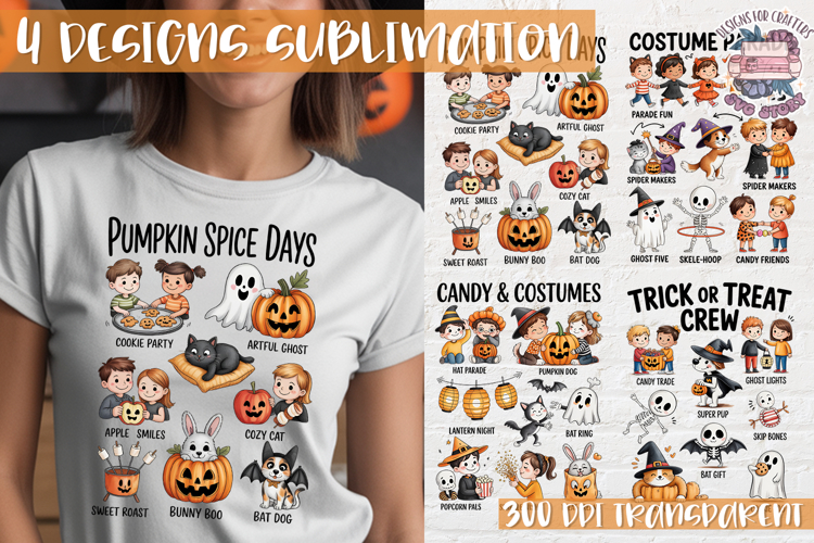 Cute Halloween Clipart PNG Sublimation Cozy Ideas 4 Designs