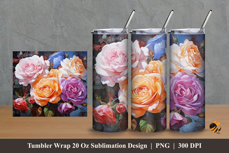 Floral Charm Tumbler Wrap Sublimation Design 2