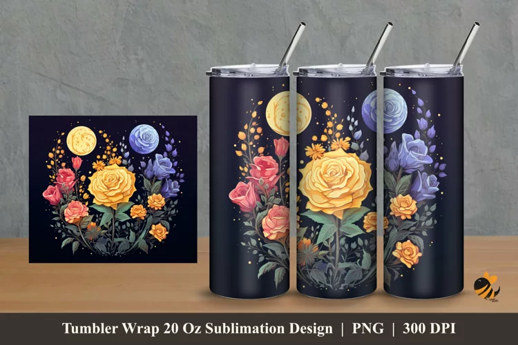 Beautiful Flower Tumbler Wrap Sublimation Design 2