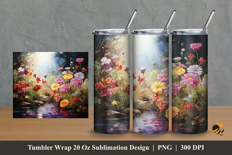 Colorful Garden Tumbler Wrap Sublimation Design 2