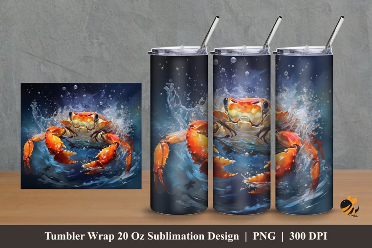 Fresh Crab Tumbler Wrap Sublimation Design 2 example image 1
