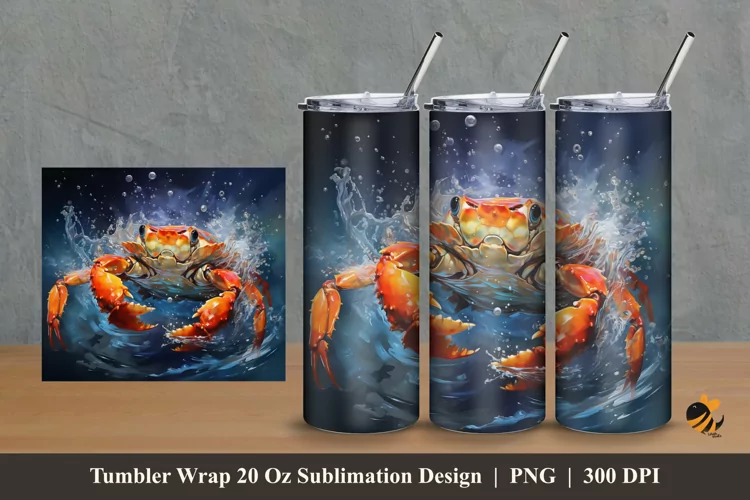 Fresh Crab Tumbler Wrap Sublimation Design 2