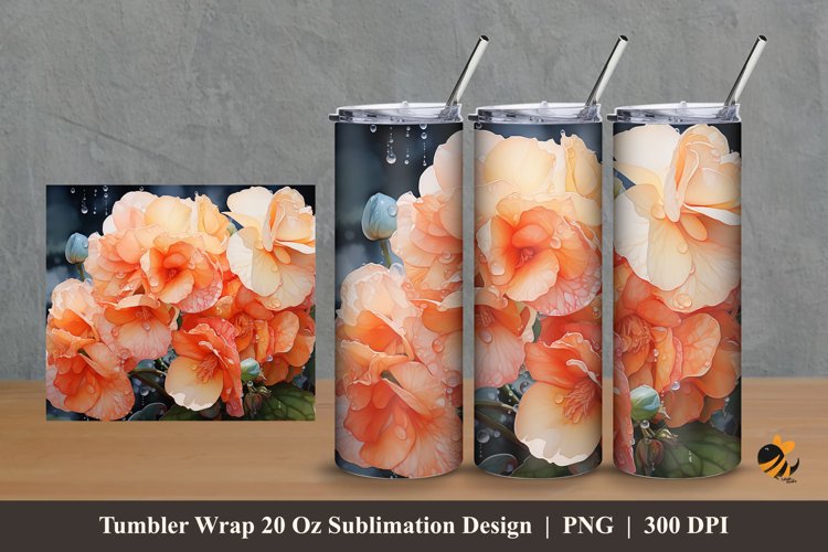 Rieger Begonias Tumbler Wrap Sublimation Design 2 example image 1