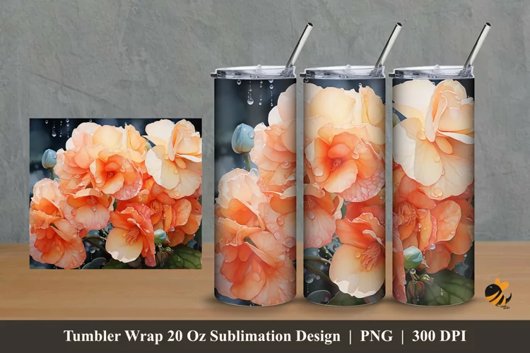 Rieger Begonias Tumbler Wrap Sublimation Design 2