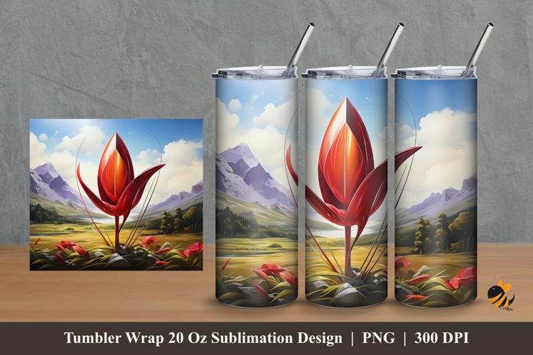 Meadows Flower Tumbler Wrap Sublimation Design 2 example image 1