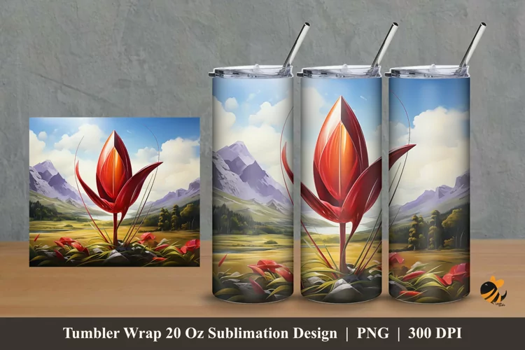 Meadows Flower Tumbler Wrap Sublimation Design 2