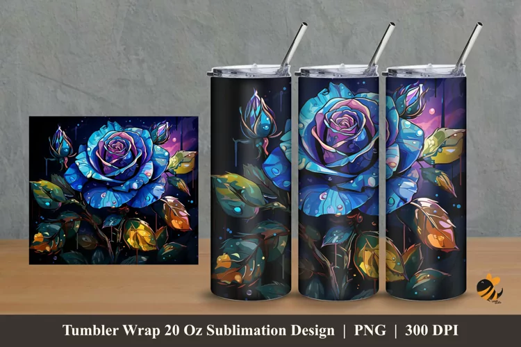 Rose Harmony Tumbler Wrap Sublimation Design 2