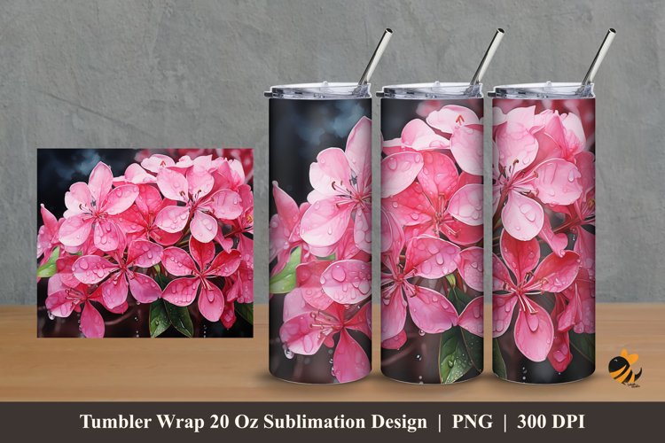 Ixora Flower Tumbler Wrap Sublimation Design 2 example image 1