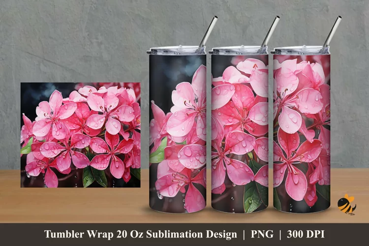 Ixora Flower Tumbler Wrap Sublimation Design 2