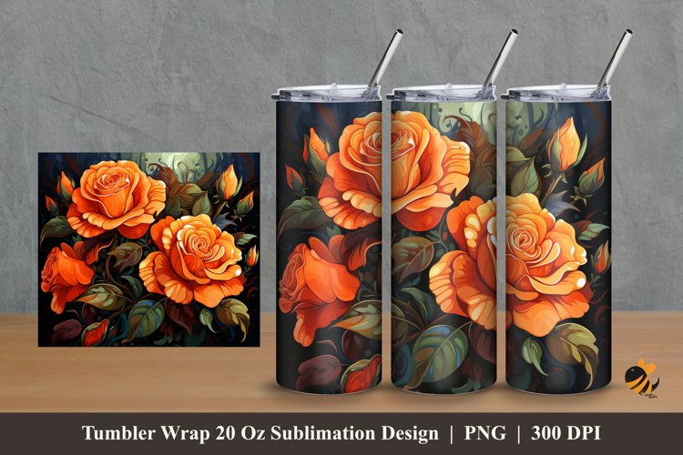 Enthusiasm Roses Tumbler Wrap Sublimation Design 2