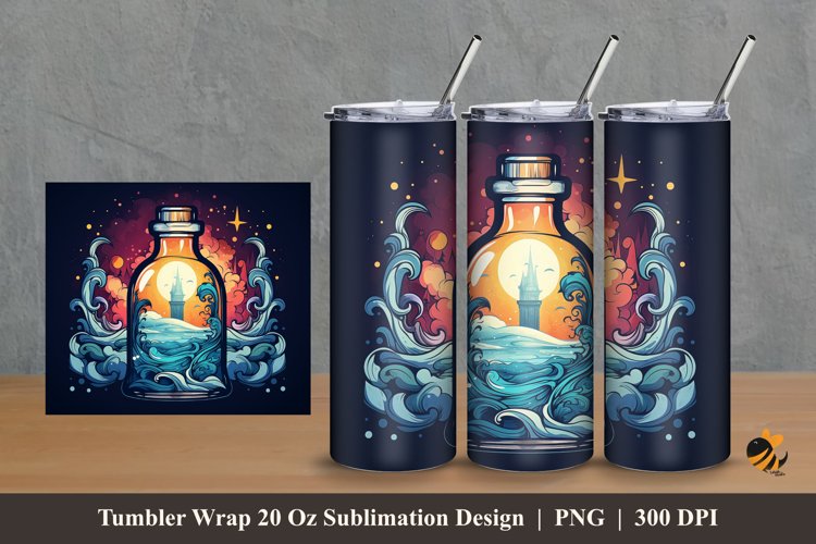 Magic Bottle Tumbler Wrap Sublimation Design 2 example image 1