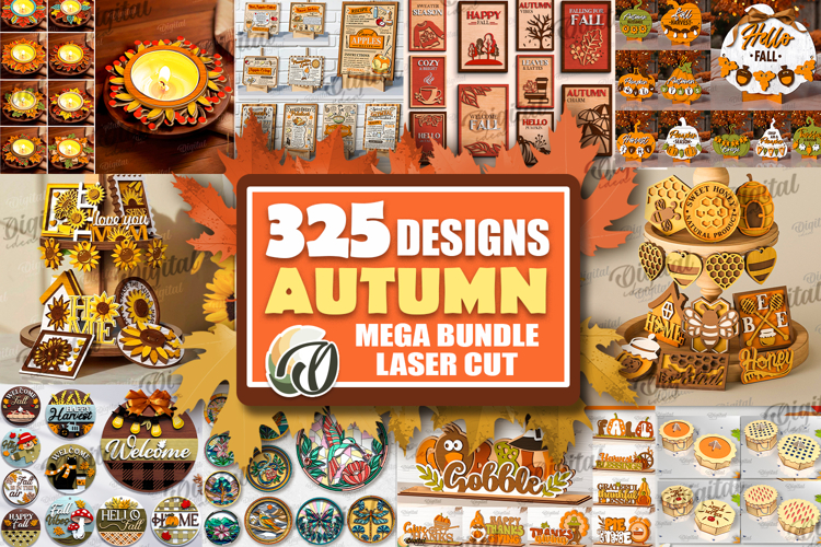 3D Autumn Mega bundle laser cut. Fall home decor SVG