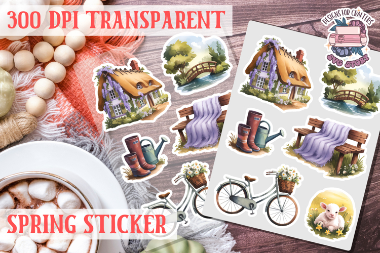 Spring sticker Cute vintage flowers Love PNG Funny