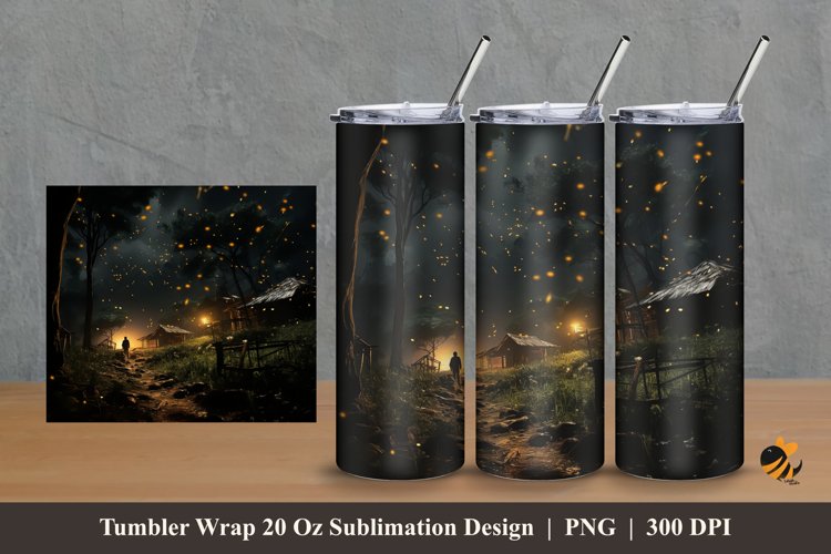 Lonely Night Tumbler Wrap Sublimation Design 2 example image 1