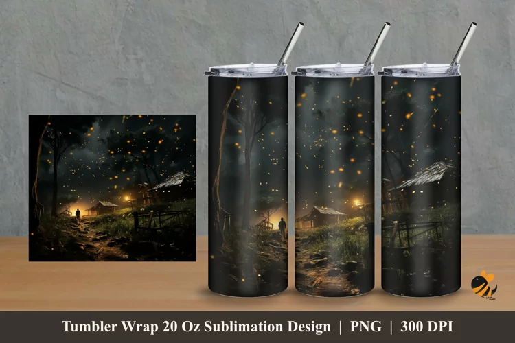 Lonely Night Tumbler Wrap Sublimation Design 2