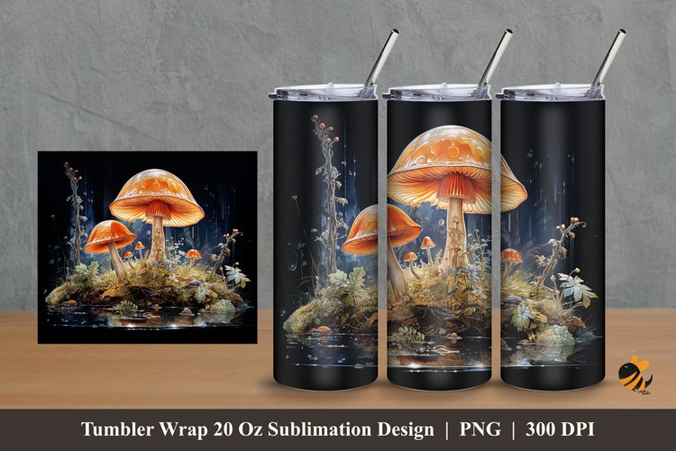 Mushroom Craft Tumbler Wrap Sublimation Design 2