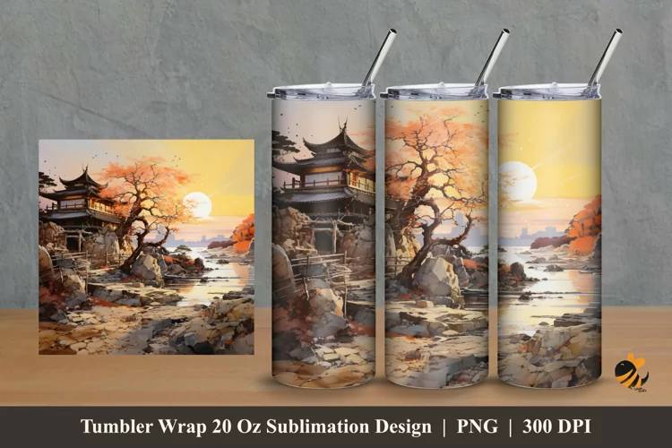 Evening Panorama Tumbler Wrap Sublimation Design 2