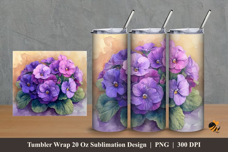 African Flower Tumbler Wrap Sublimation Design 2