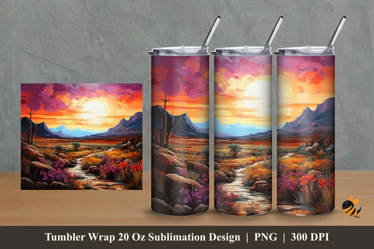 Hill Beauty Flower Tumbler Wrap Sublimation Design 2