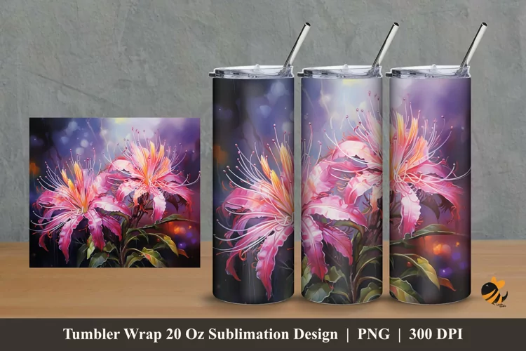 Brazilian Flower Tumbler Wrap Sublimation Design 2