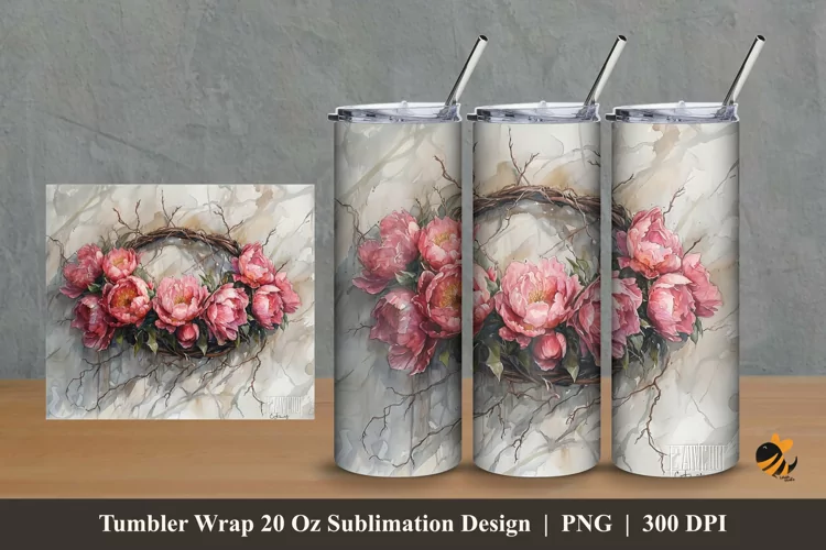 Flower Arrangement Tumbler Wrap Sublimation Design 2