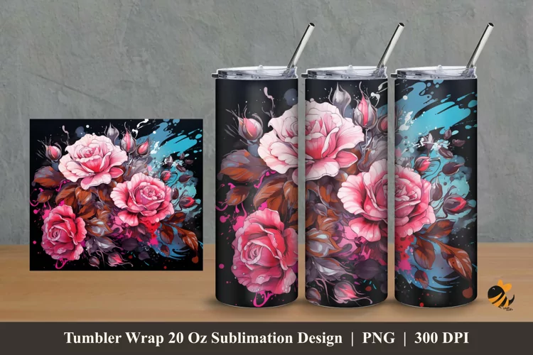 Awesome Rose Tumbler Wrap Sublimation Design 2