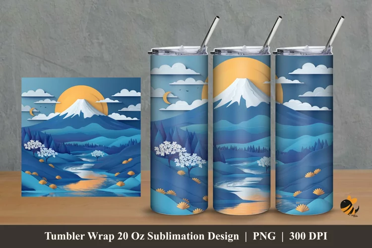Nature Mountain Tumbler Wrap Sublimation Design 2