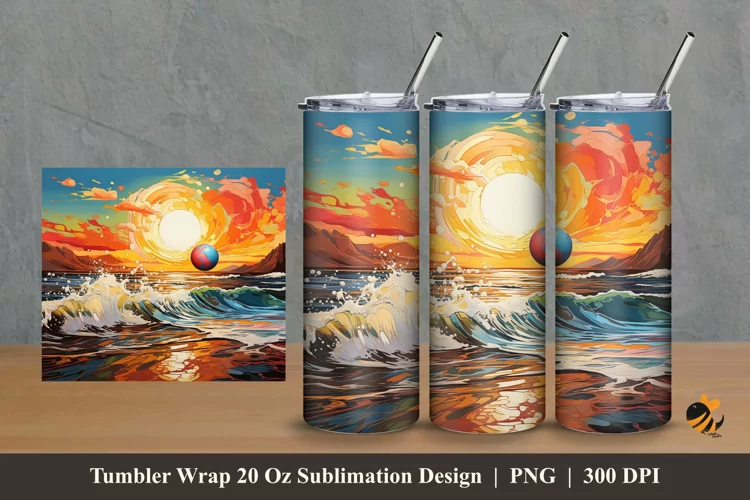 Ocean Ball Tumbler Wrap Sublimation Design 2
