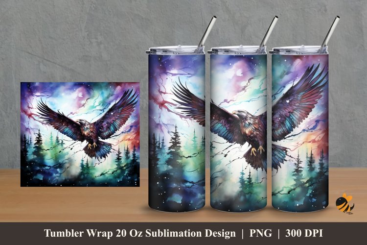 Northern Eagle Tumbler Wrap Sublimation Design 2 example image 1