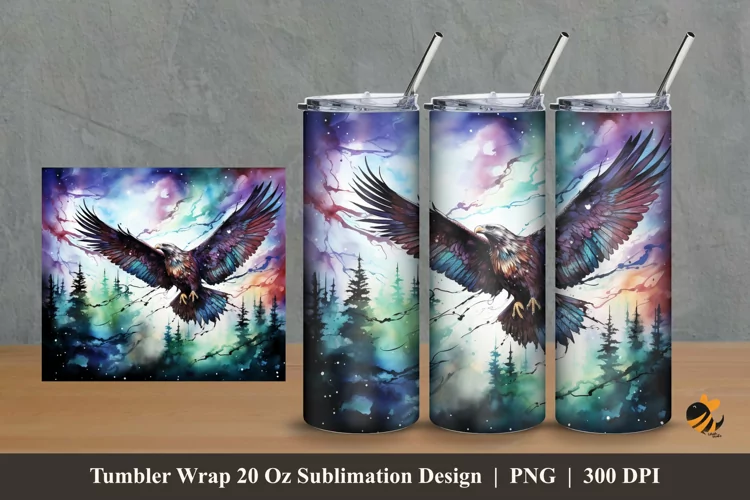 Northern Eagle Tumbler Wrap Sublimation Design 2