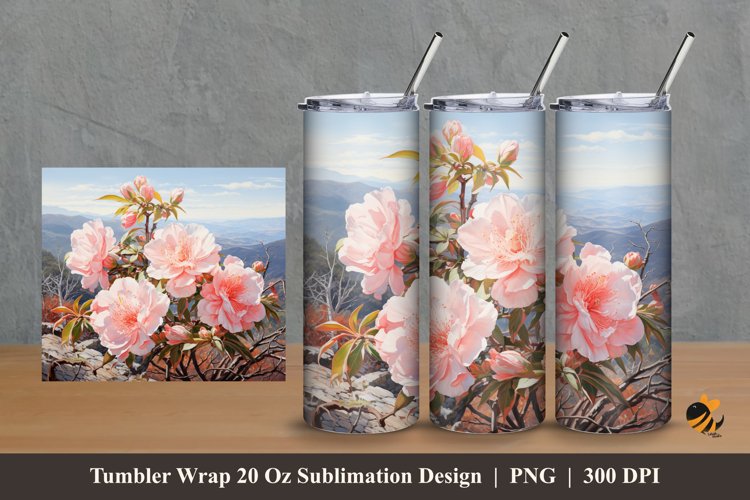 Wild Camelia Tumbler Wrap Sublimation Design 2 example image 1