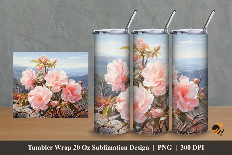 Wild Camelia Tumbler Wrap Sublimation Design 2