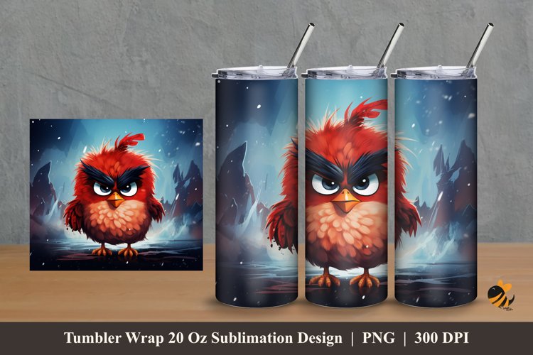 Angry Red Bird Tumbler Wrap Sublimation Design 2