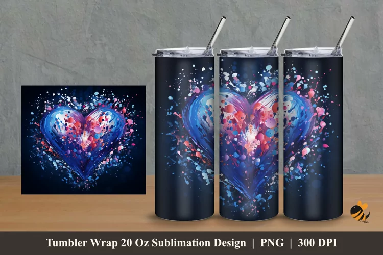 Ink Splash Love Tumbler Wrap Sublimation Design 2