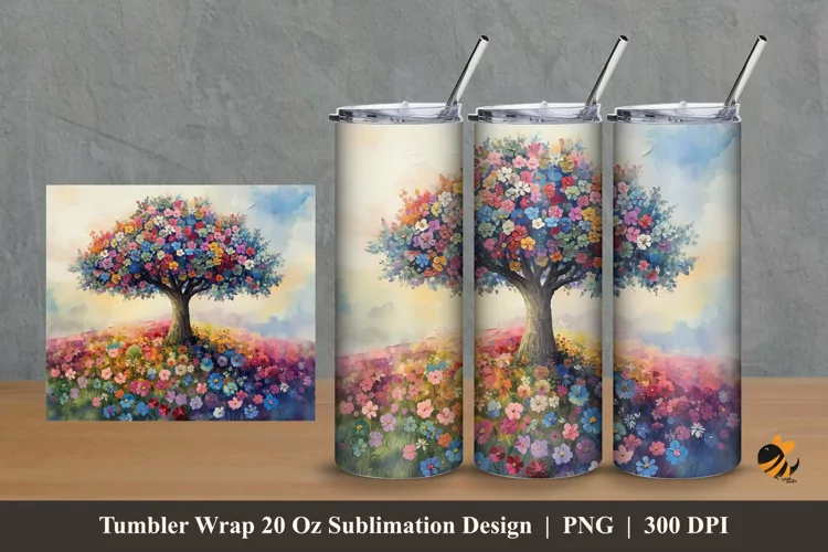 Miracle Garden Tumbler Wrap Sublimation Design 2