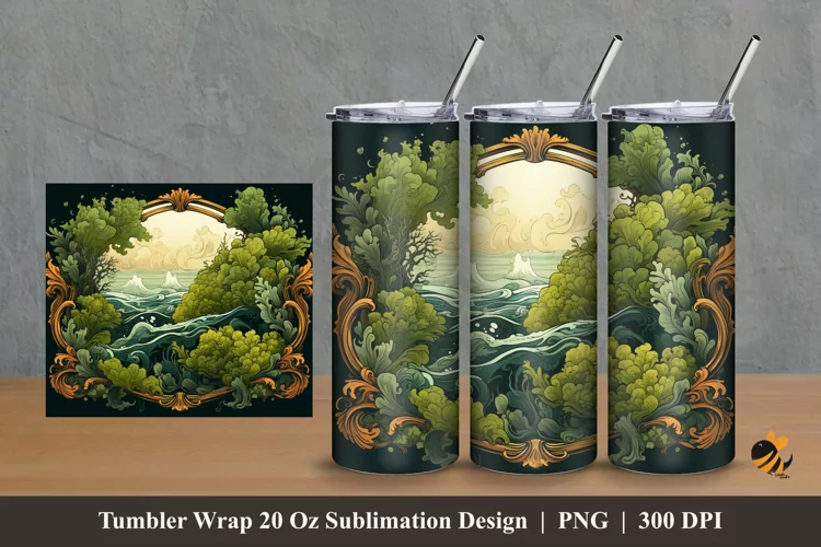 Retro Moss Tumbler Wrap Sublimation Design 2