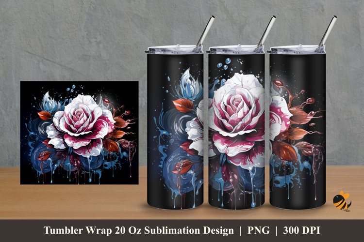 Rare Rose Tumbler Wrap Sublimation Design 2 example image 1