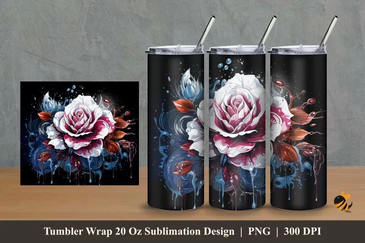 Rare Rose Tumbler Wrap Sublimation Design 2