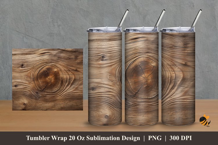 Brown Wood Tumbler Wrap Sublimation Design 2 example image 1