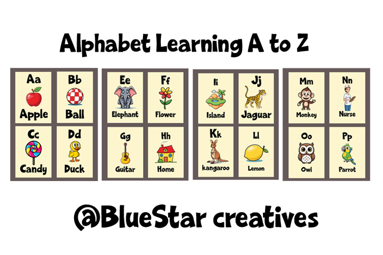 Kids Flash Cards AlphabetsA-Z Numbers 0-9 ,ShapesMatch words