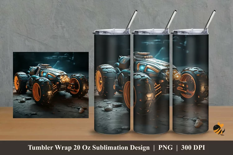 Futuristic Car Tumbler Wrap Sublimation Design 2
