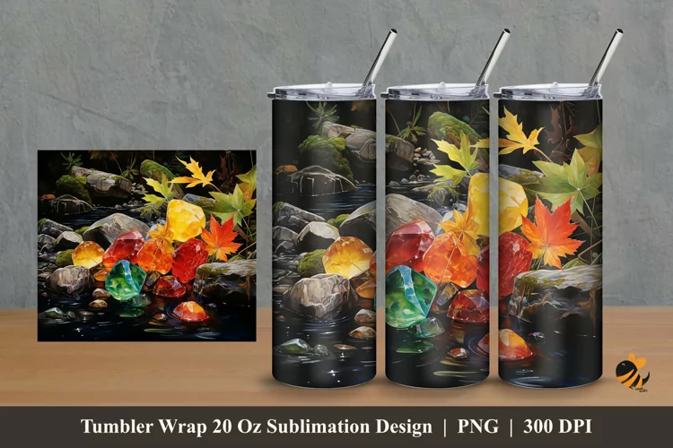 Diamond River Tumbler Wrap Sublimation Design 2