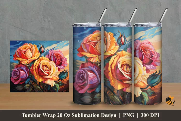 Rose At Garden Tumbler Wrap Sublimation Design 2