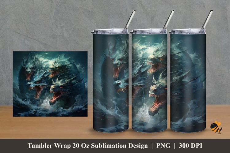 Water Dragon Tumbler Wrap Sublimation Design 2